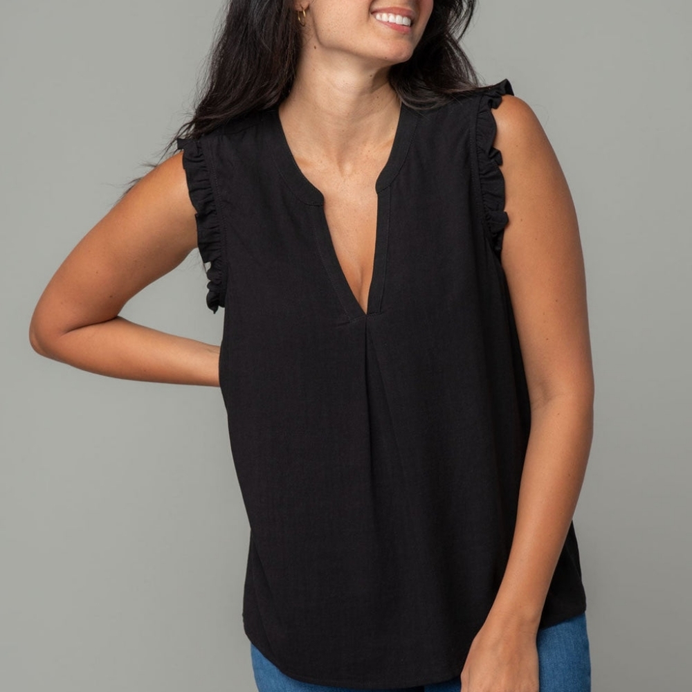 LovestitchBlackGilmour Ruffle Top NWT
